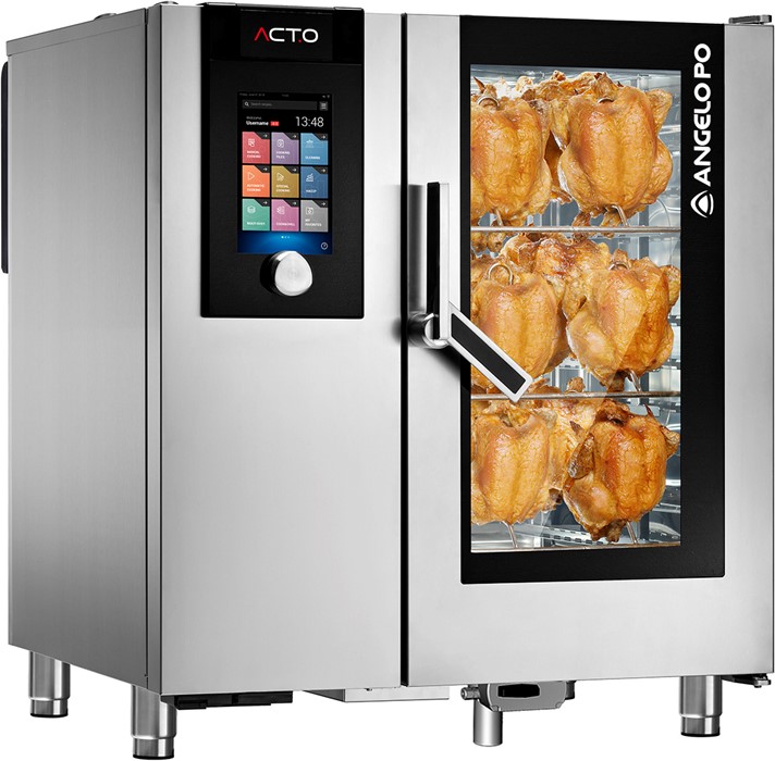 FOUR MIXTE ACT.O POUR CUISSON VOLAILLE ÉLECTRIQUE AVEC DOSEUR POUR LAVAGE AUTOMATIQUE